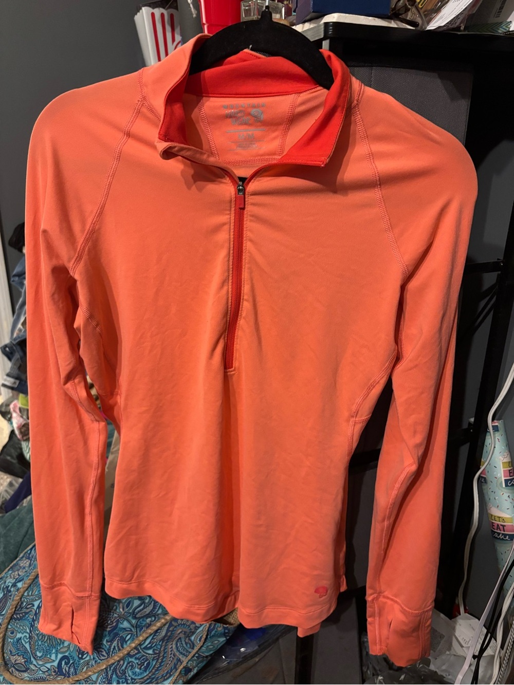 Mountain Hardwear Women’s Coral Orange Long-Sleeve Half-Zip Top Medium